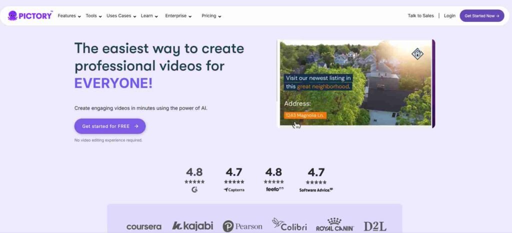 Pictory AI's homepage