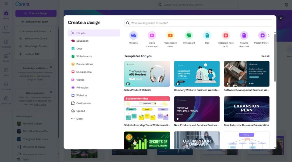 Canva AI user interface