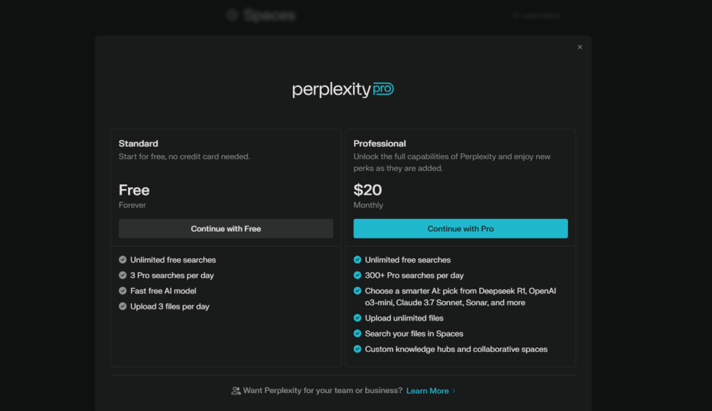Perplexity AI pricing